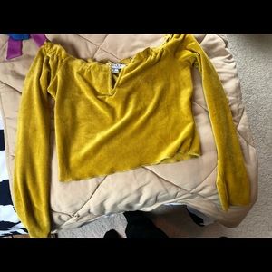 Yellow/gold satin crop top